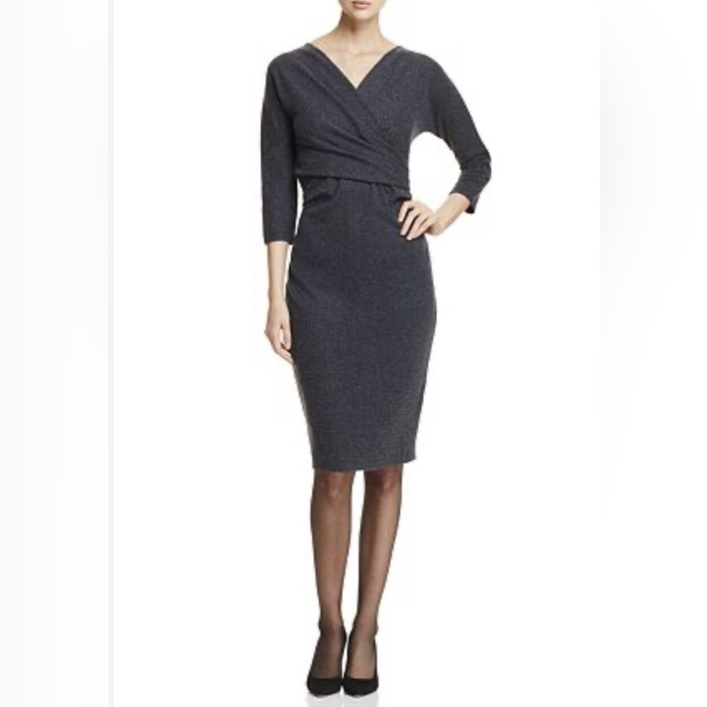 EUC Max Mara Weekend Giglio wrap dress in grey and soft pink herringbone plaid